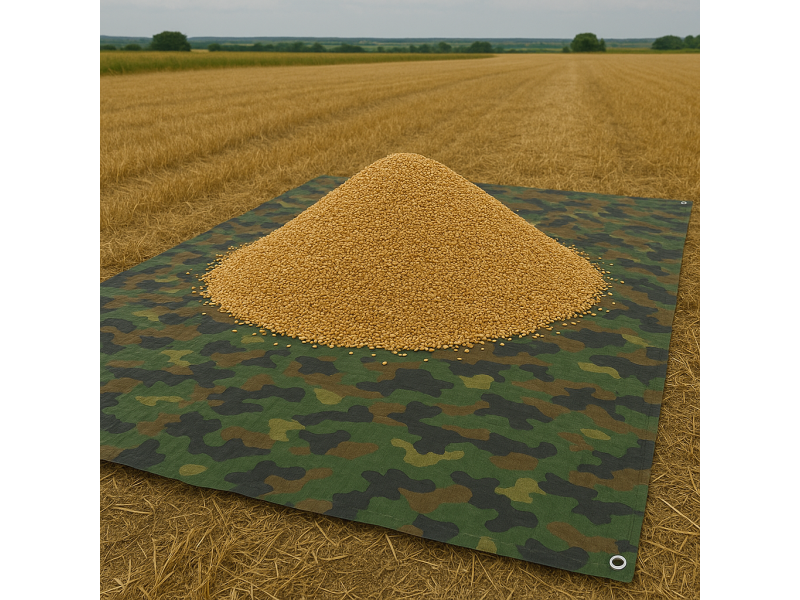 Prelata impermeabila Army Camouflage, 5x8m cu inele de prindere, 80gr mﾲ