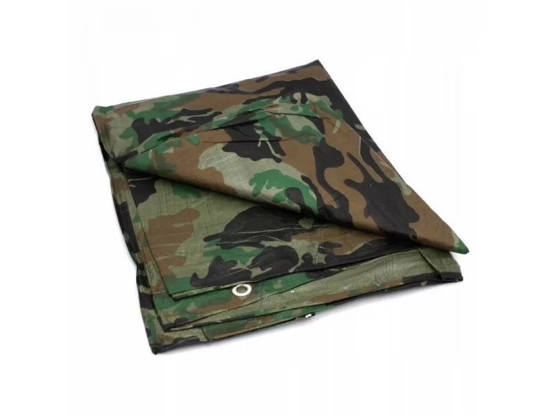 Prelata impermeabila Army Camouflage, 5x8m cu inele de prindere, 80gr mﾲ