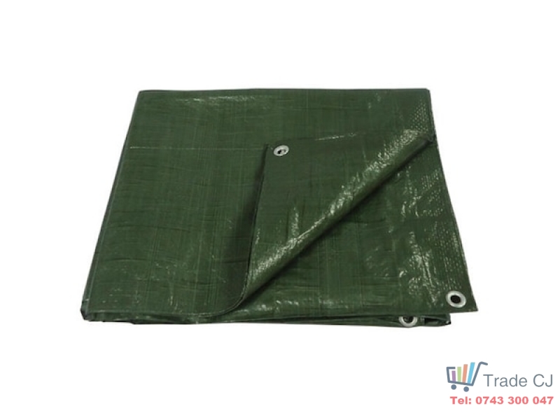 Prelata impermeabila, 10x12m, densitate 65g mﾲ, inele de prindere, culoare verde Verde 10 m 12 m