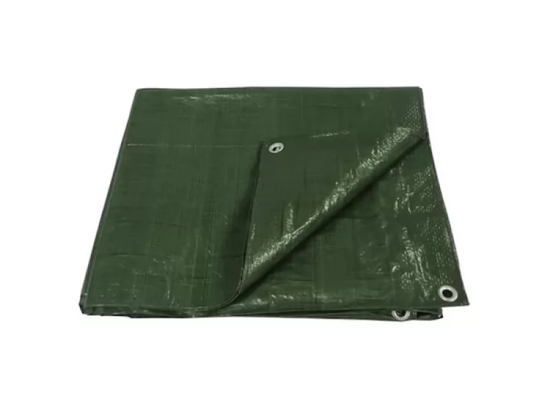 Prelata impermeabila, 10x12m, densitate 65g mﾲ, inele de prindere, culoare verde Verde 10 m 12 m