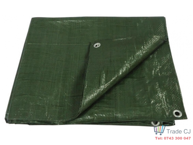Prelata impermeabila, 10x15 m, densitate 65g mﾲ, inele de prindere, culoare verde