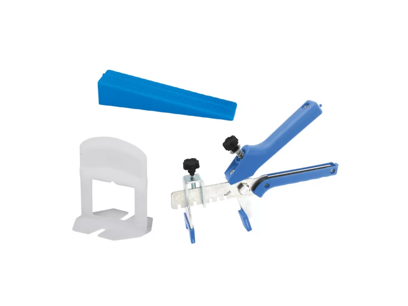 Kit nivelare placi gresie si faianta, 100 distantiere 1mm autonivelante, 100 pene, 1 cleste