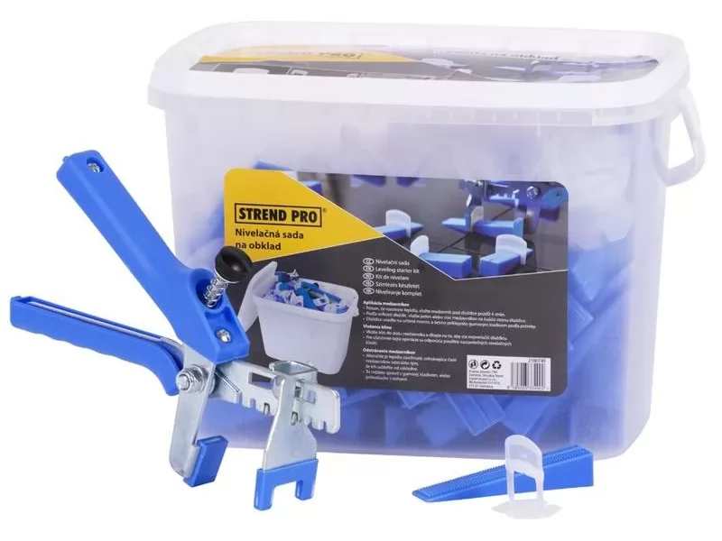 Kit nivelare placi gresie si faianta, 100 distantiere 1mm autonivelante, 100 pene, 1 cleste