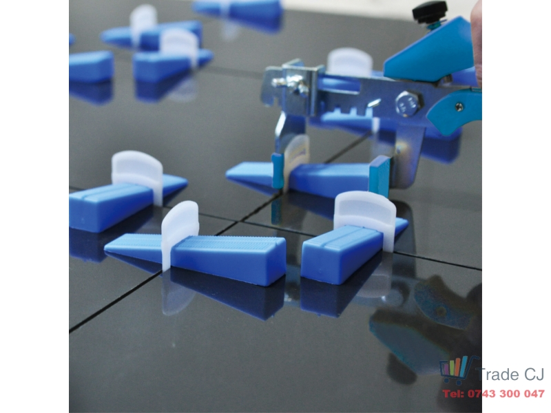 Kit nivelare placi gresie si faianta, 100 distantiere 1,5mm autonivelante, 100 pene, 1 cleste