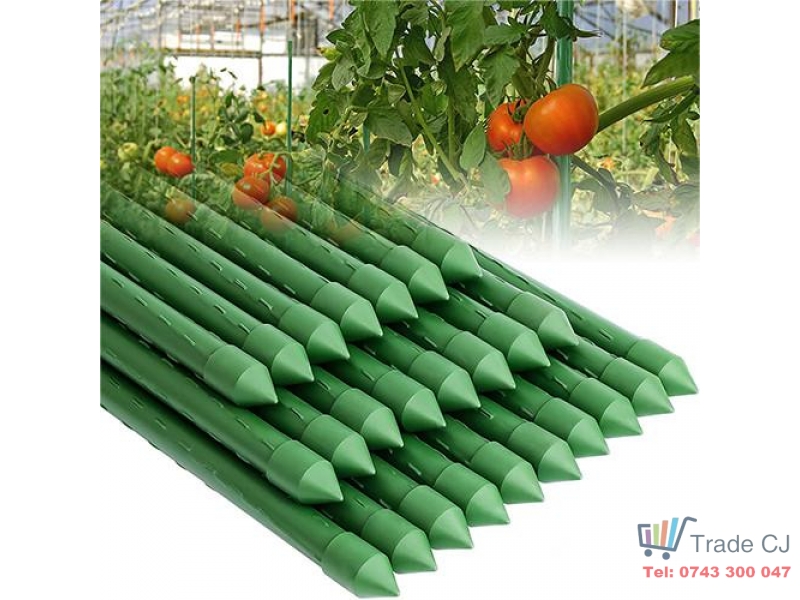 Set 25 araci pentru rosii, castraveti si fasole, suport plante gradina, metal acoperit cu PVC, culoare verde, 150 x 2 cm, SGTT Garden