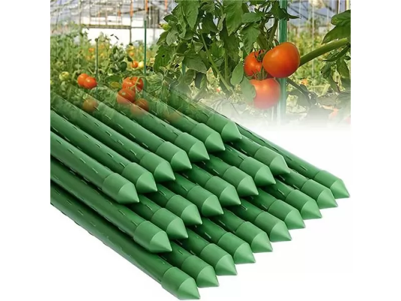 Set 25 araci pentru rosii, castraveti si fasole, suport plante gradina, metal acoperit cu PVC, culoare verde, 180 x 1.6 cm, SGTT Garden