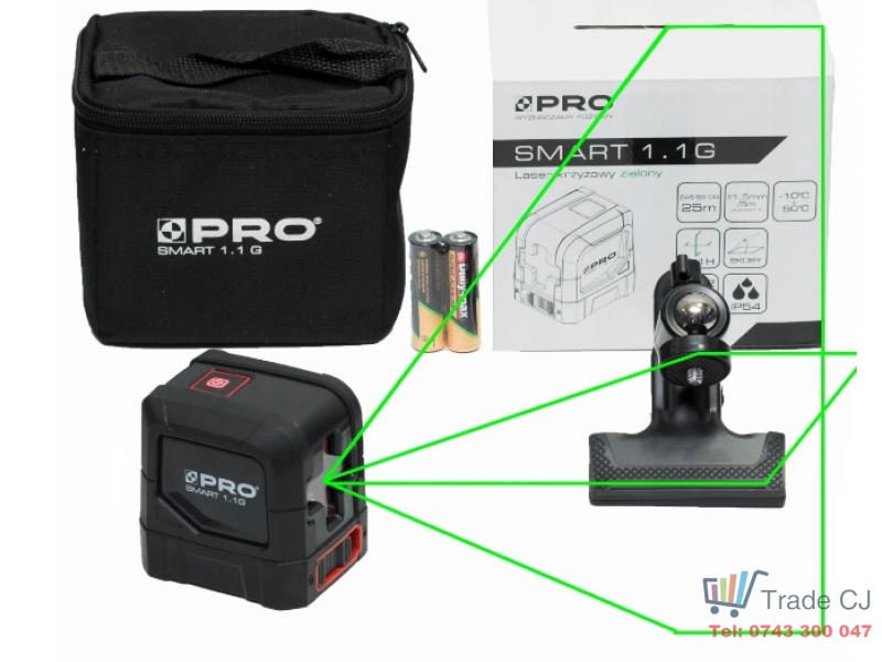 Nivela laser verde pentru interior exterior cu 2 linii PRO SMART 1.1G max 25m