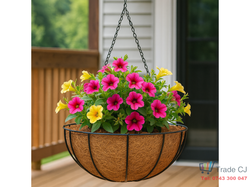 Suport pentru flori din cocos si metal SGTT Coconut 35x35x17 cm