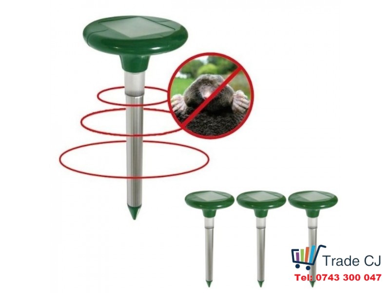 Solar-Powered Ultrasonic Mole Repeller for Garden with Aluminum Stake