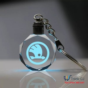 Best deal Glass Keychain With LED 6 Colors Skoda - Free Shipping