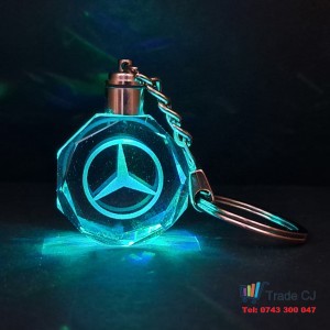 Best deal Glass Keychain With LED 6 Colors Mercedes - Free Shipping