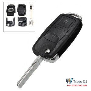 Flip Remote Car Key Shell Cover for Volkswagen Seat Skoda 2 Buttons