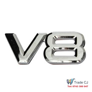 V8 Silver ABS Emblem For Trunk