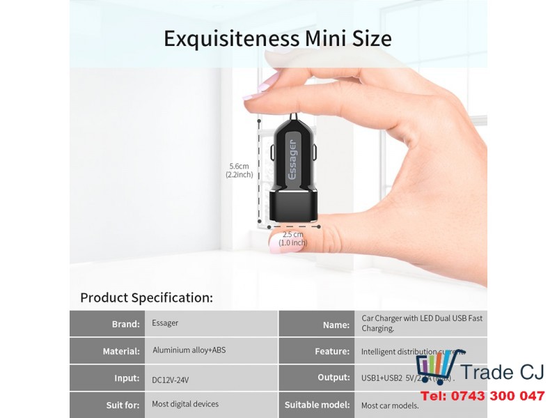 Universal Car Charger lighter 12v 24v USB 2.4 Amps
