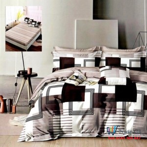 Double Bed Linen Set – 6 Pieces, Finet Fabric, Fitted Sheet 230x250cm, Geometric Design