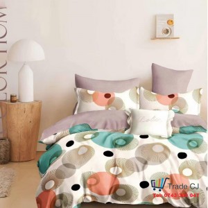 Double Bed Linen Set – 6 Pieces, Finet Fabric, Fitted Sheet 230x250cm, Lino Circle Design