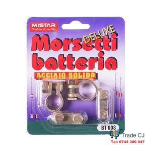 Set of 2 zinc-plated car battery terminals, adjustable with screws
